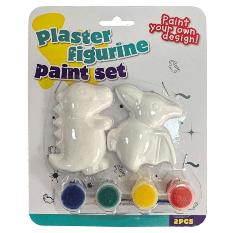 Gipsfigurer Dinosaurer 2pk med maling og pensel | 2ass