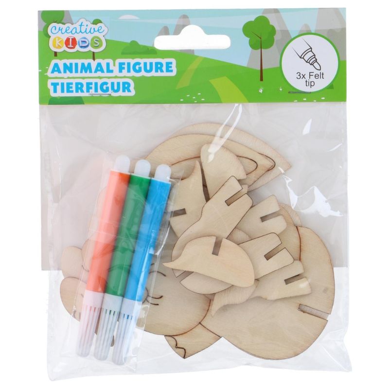 3D Dyrefigurer i Tre 2pk | Kreativt hobbysett | 6 ulike 