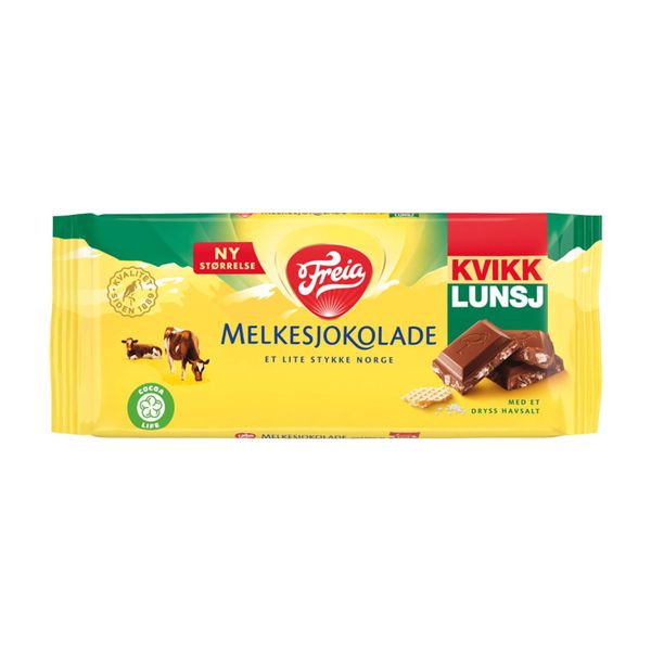 Datodeal | Freia Melkesjokolade Kvikk Lunsj 100g | Melkesjokolade med kjeks og havsalt