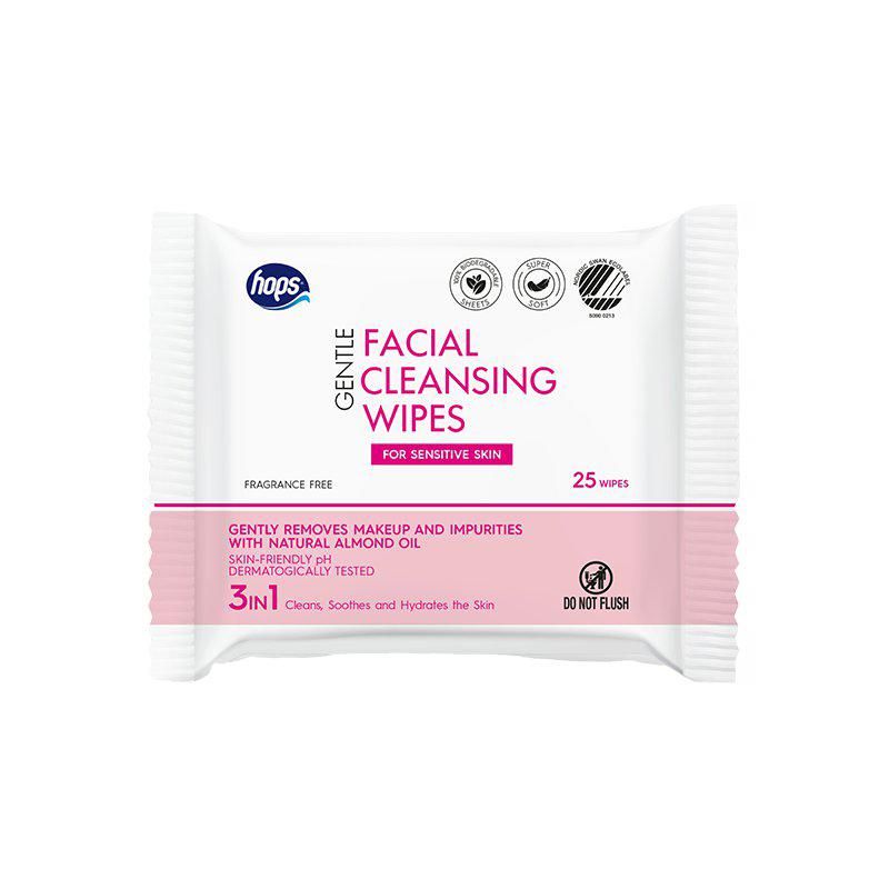 Hops Cleansing Wipes Sensitive plastfrie 25pk
