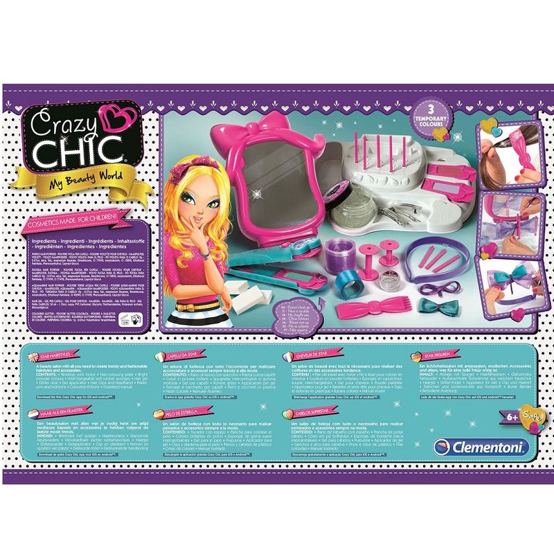 Clementoni Crazy Chic Star Hairstyles - Hårkritt og glitter