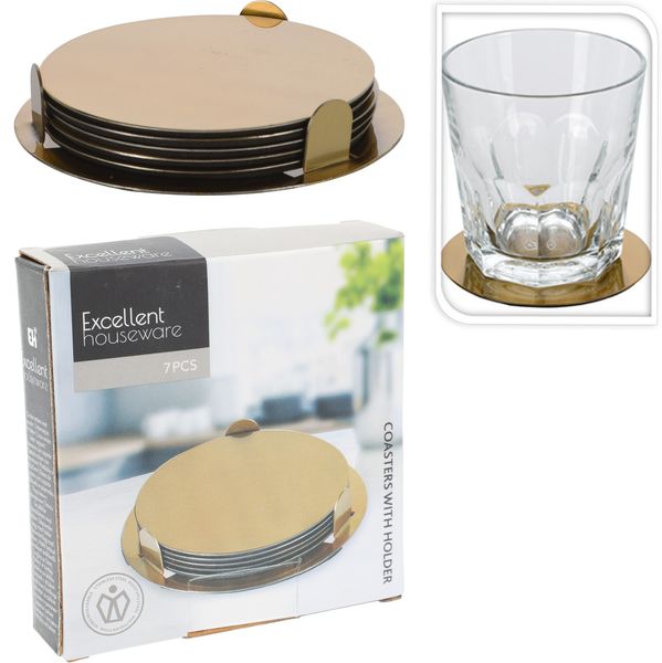 Glassbrikker Gull 6stk | Excellent Houseware | Rustfritt Stål