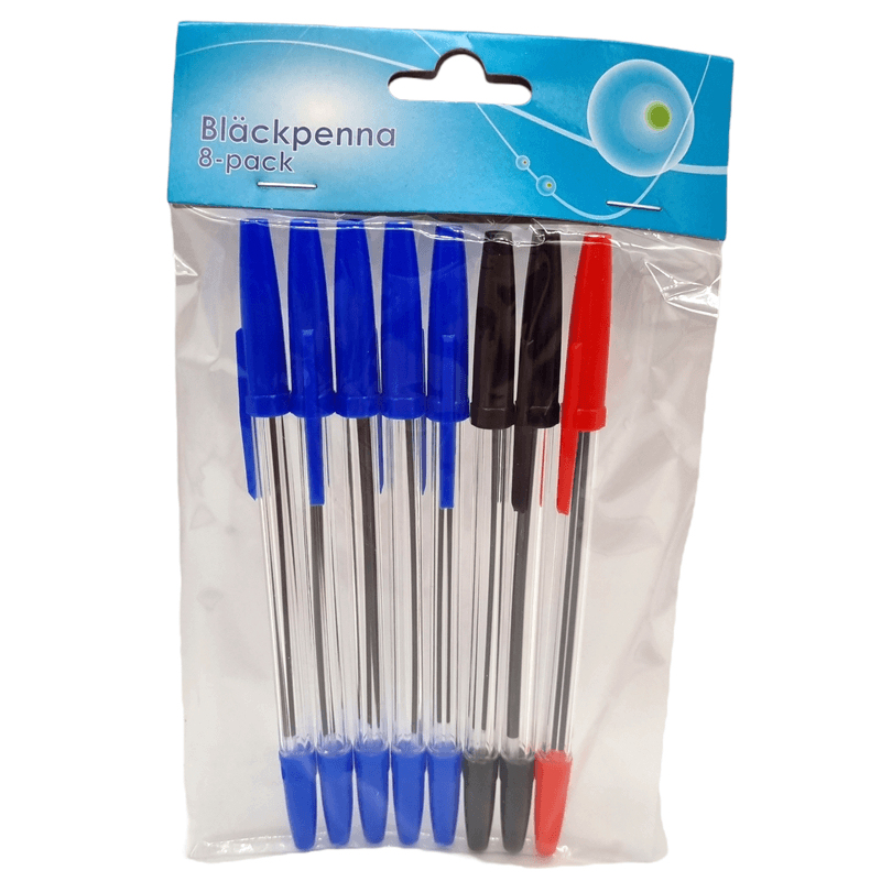 Kulepenner 8pk Blå/Sort/Rød