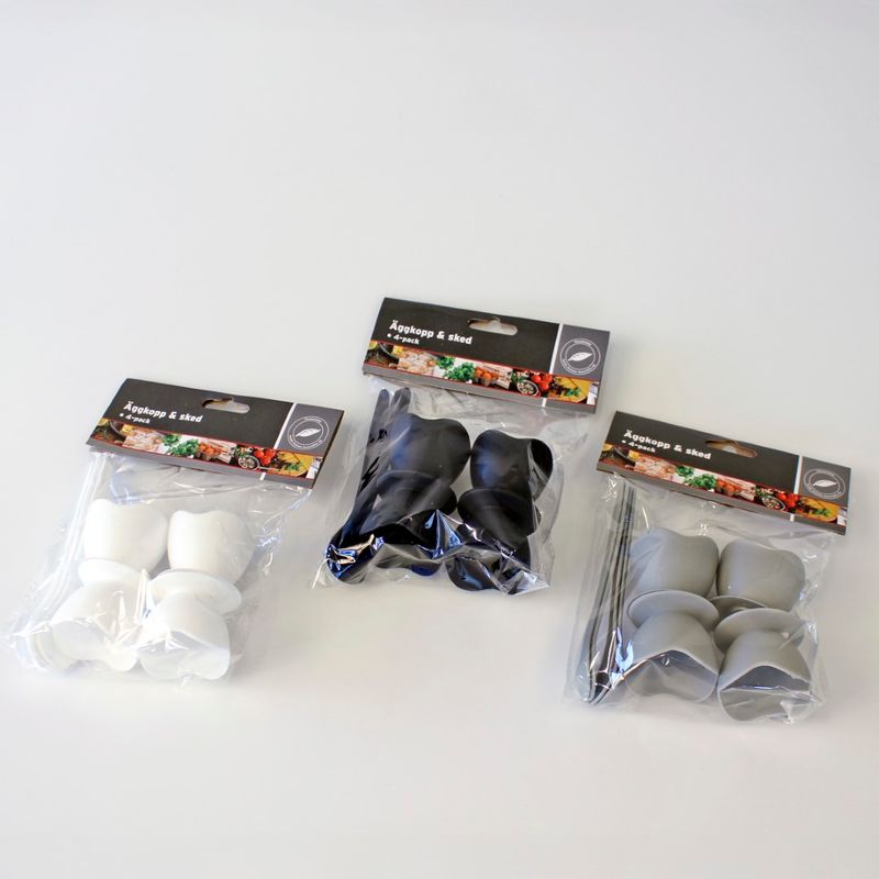 Eggeglass med skje 4pk | Flere farger