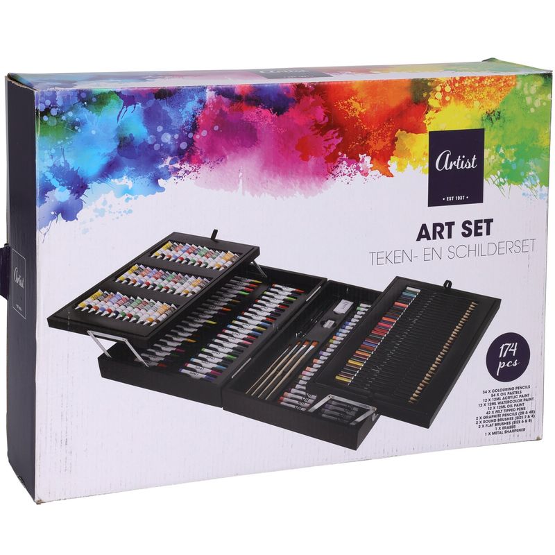 Artist Kunstsett 174 deler i trekoffert