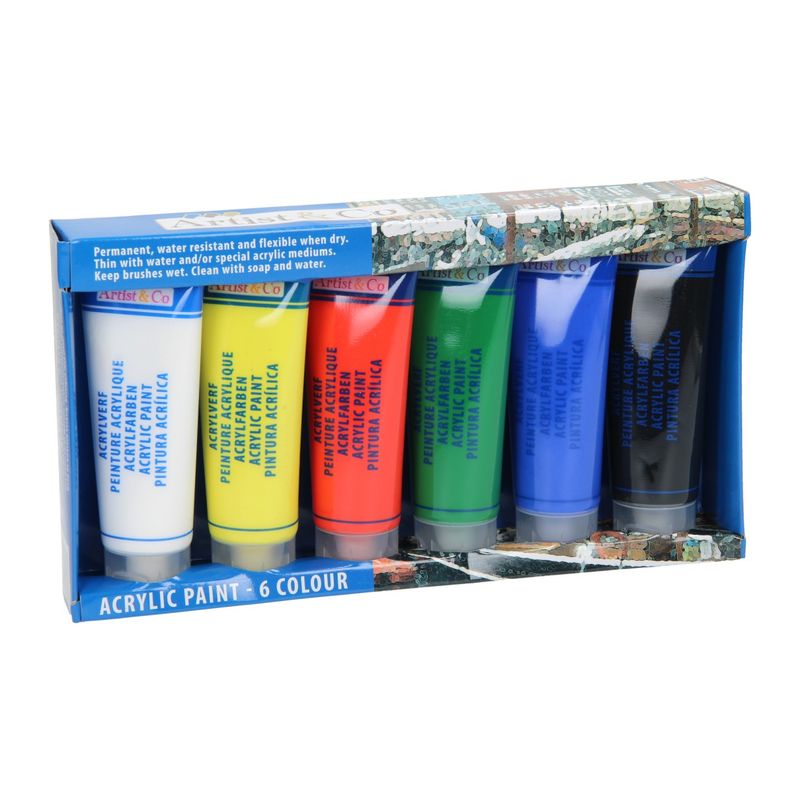 Artico Akrylmaling Sett 6x75ml | 6 Ulike Farger 