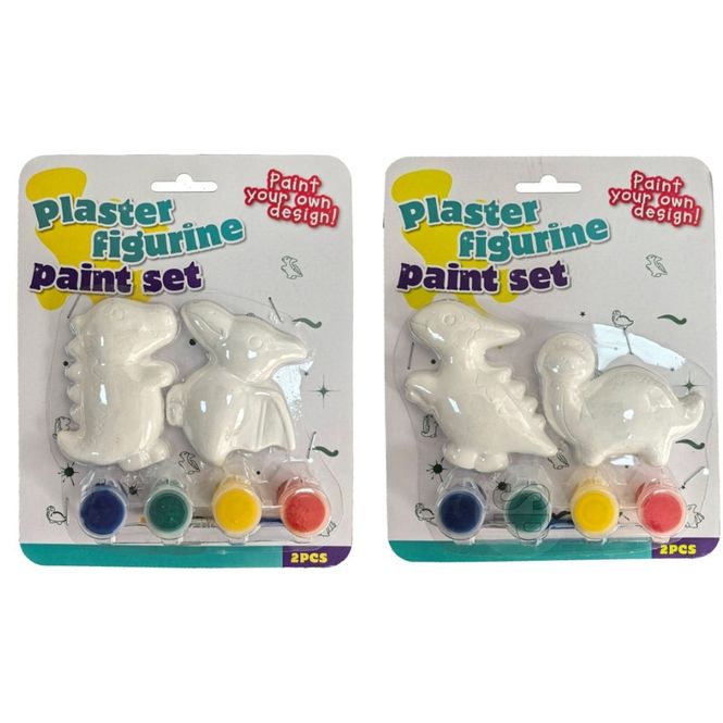 Hovedbilde Gipsfigurer Dinosaurer 2pk med maling og pensel | 2ass