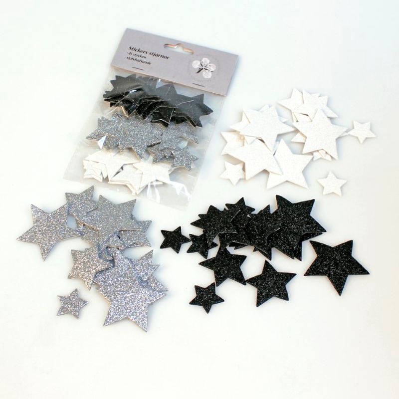 Tykke Klistremerker 45pk - Hjerte/Stjerne 