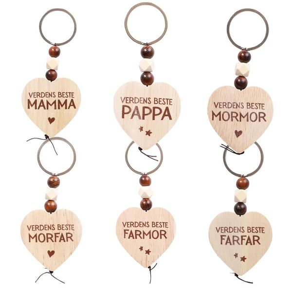 Nøkkelring med trehjerte | Verdens beste mamma, pappa m.fl.