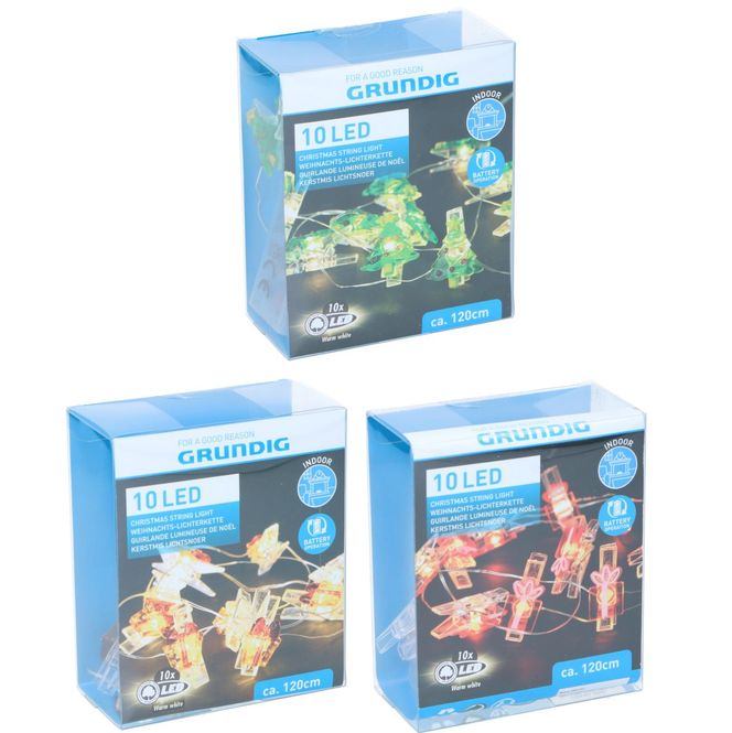 Hovedbilde Grundig LED Lyslenke Julemotiver Med Klyper |3 ass