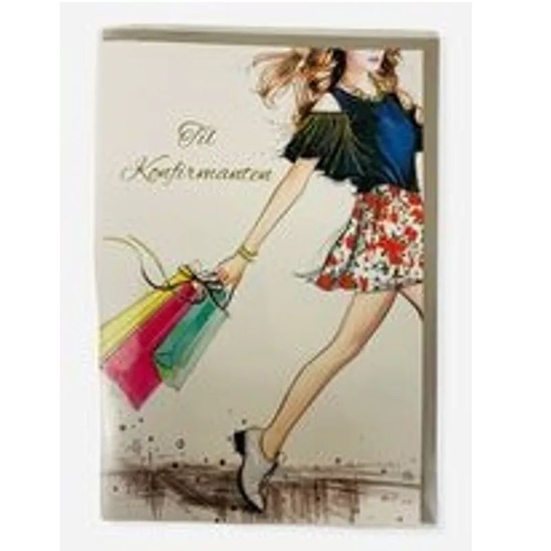 Konfirmasjonskort dobbelt med konvolutt 17x12cm | Pengelomme