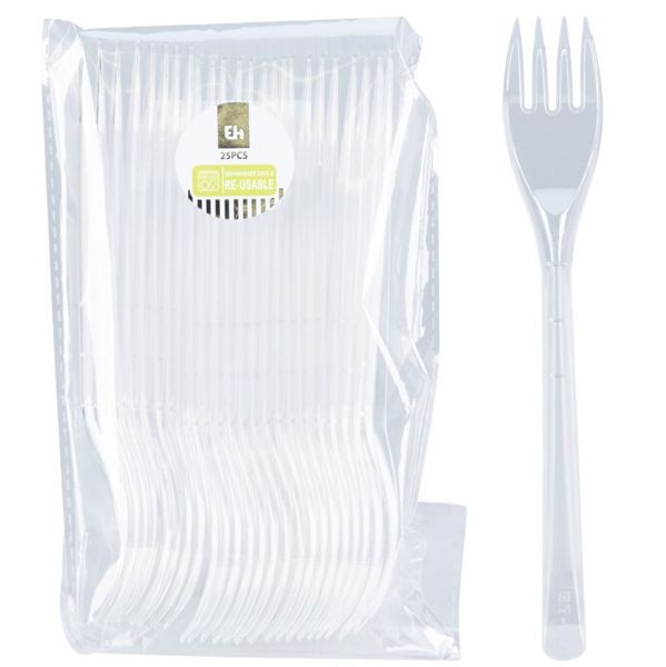 Gjenbrukbar Plastgaffel Klar 25pk
