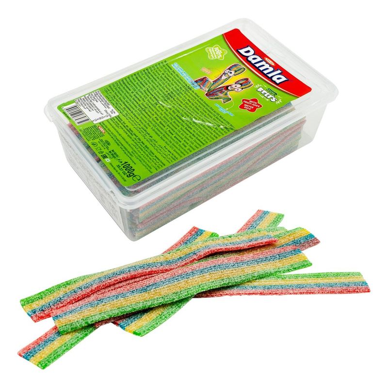 Jellioo Sour Belts Rainbow 1kg Storpakning